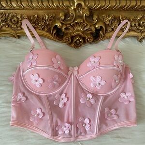 Pink Floral Appliqué Corset